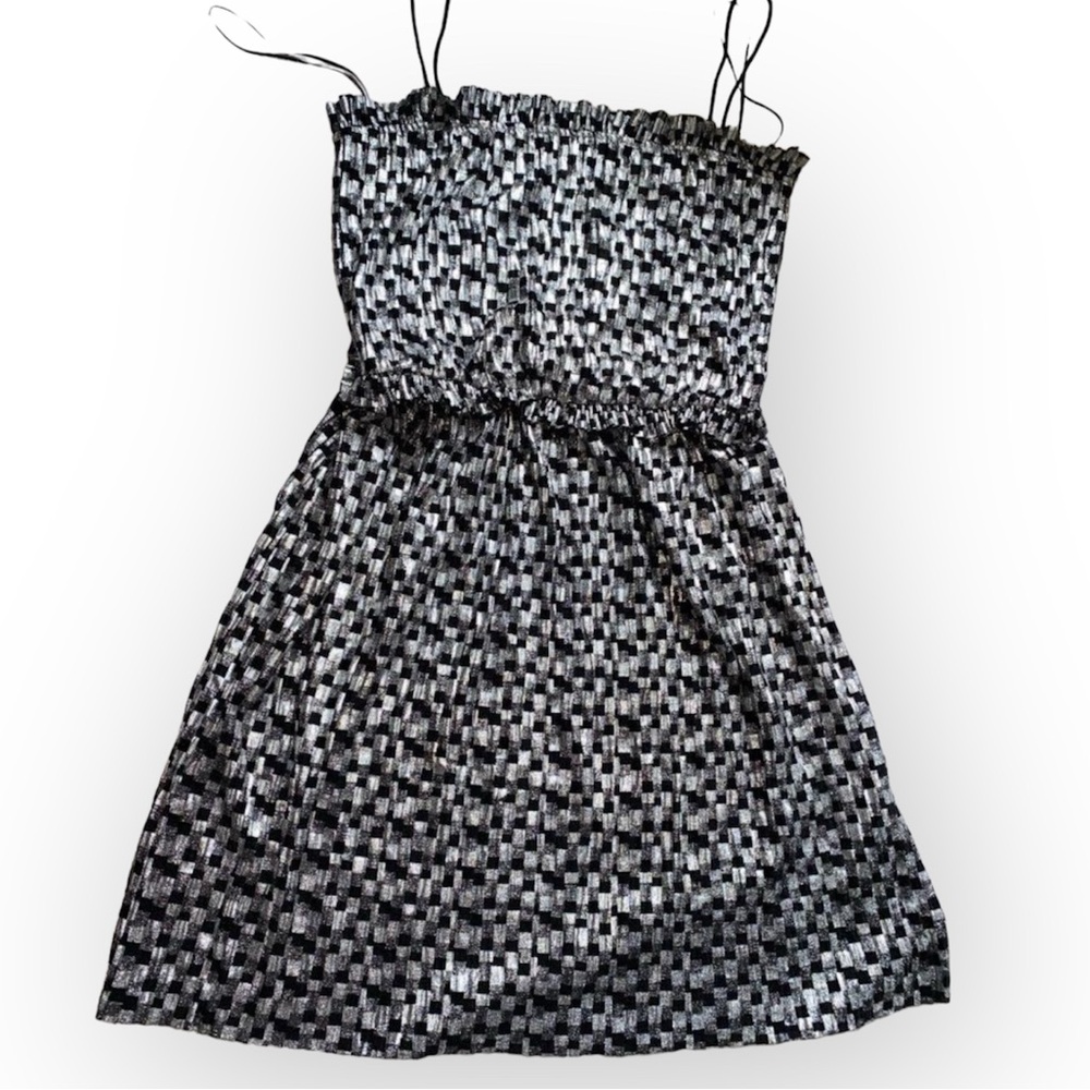 NWT - Zara - Medium - Silver & Black Metallic Mini Party Dress